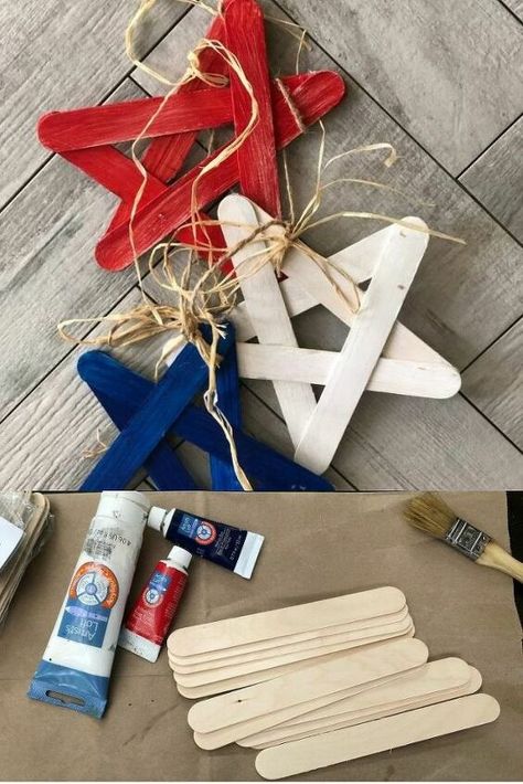 Patriotic Crafts Diy, Kerajinan Diy, Americana Crafts, Deco Table Noel, 4th July Crafts, Star Banner, Fourth Of July Decor, Crafts For Seniors, Patriotic Crafts