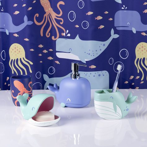 Under The Sea Bathroom Ideas Kids, Disney Bathroom Ideas Kids, Underwater Bathroom Theme, Sea Bathroom Ideas, Under The Sea Bathroom Ideas, Unisex Kids Bathroom Ideas, Sea Theme Bathroom, Colorful Kids Bathroom, Fun Kids Bathroom Ideas