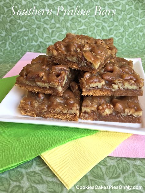 Carolina Pecan Bars, Praline Cookies Recipe, Pan Bars, Praline Bars, Southern Praline, Bars Cookies, Praline Recipe, Southern Recipe, 2023 Recipes