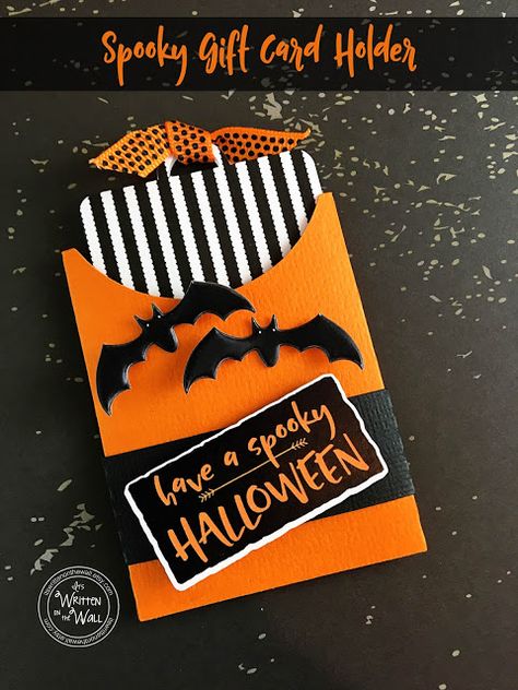 Halloween Gift Card Holder for kids, teachers, clients, employees, family and friends  It's Written on the Wall Halloween Treat Holders, Diy Halloween Gifts, Gift Card Holder Diy, Boo Gift, Halloween Teacher Gifts, Orange Envelope, Gift Card Envelope, Printable Gift Cards, Gift Card Holders