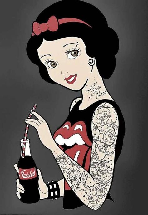 Emo Disney, Princesse Disney Swag, Goth Disney Princesses, White Punk, Goth Disney, Disney Poster, Punk Disney Princesses, Disney Princess Tattoo, Alternative Disney