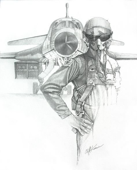 B1 Lancer Bomber Pilot drawing. (SOLD).  Original is 24" X 16". Sky Drawings, Pilot Drawing, B1 Lancer, Airplane Sketch, Sky Drawing, Soldier Drawing, Plane Drawing, Pilots Art, Airplane Drawing