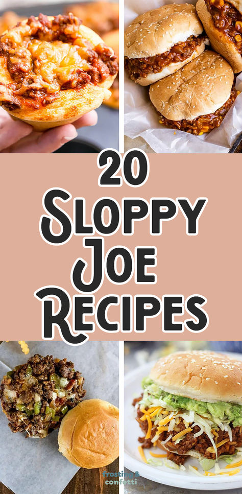 20 mouthwatering Sloppy Joe recipes that will satisfy your craving for a flavorful meal! You'll find Sloppy Joe Casserole, Sloppy Joe French Bread Pizza, Sloppy Joe Tacos, Venison Cheesesteak Sloppy Joe, Sloppy Joe Cornbread Cups, Crock Pot Sloppy Joes, and more. Sloppy Joe Dogs, Pizza Sloppy Joes Crock Pot, Bunless Sloppy Joes, Recipes Using Sloppy Joe Meat, Crockpot Sloppy Joes Manwich, Slow Cooker Big Mac Sloppy Joes, Sloppy Joe Sandwich Ideas, Cuban Sloppy Joes, Cheeseburger Sloppy Joes Crockpot