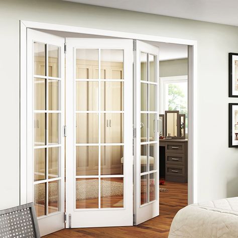 Sliding French Doors Interior, Interior Sliding French Doors, Bifold French Doors, Folding French Doors, Colorful Bedroom Design, Classic Bedroom Furniture, Glass Bifold Doors, Pintu Interior, Modern Bedroom Colors