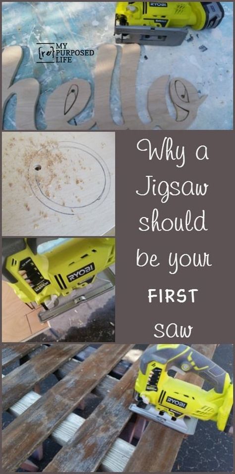 why a jigsaw should be your first saw MyRepurposedLife.com Jigsaw Projects, Woodworking Jigsaw, Wood Crafting Tools, Jig Saw, Woodworking Books, Woodworking For Kids, Learn Woodworking, Wood Working Gifts, Cool Woodworking Projects