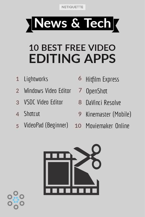 Infographic with a list of the best free video editing software. Video Editing Apps Free, Free Video Editing Website, Free Youtube Editing Apps, Vlog Video Editing Apps, Best Free Video Editing Software, Best Free Video Editing Apps, Free Video Editor, Best Video Making Apps, Free Editing Websites