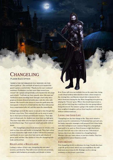 Changeling race Dog Race Dnd, Dnd Playable Races, Homebrew Races, 5e Races, Homebrew Classes, Dungeons And Dragons Races, D D Races, Dnd Homebrew, Dnd Classes