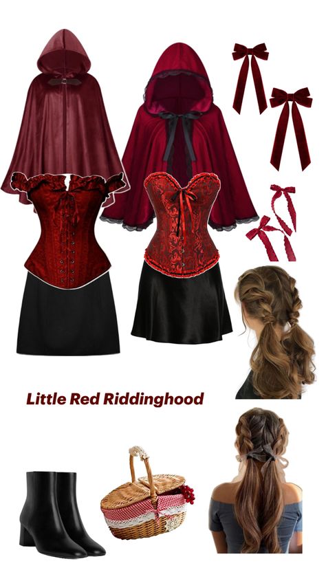 Red Hood Costume, Fiesta Costume, Little Red Riding Hood Halloween, Corset Halloween Costumes, Little Red Riding Hood Costume, Riding Hood Costume, Skirt Outfits Aesthetic, Halloween Costumes For Teens Girls, Classy Halloween Costumes