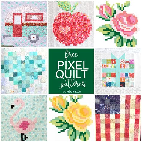 Free Pixel Quilt Patterns #pixelart #quilts #quilting #sewing Pixel Quilts, Pixel Quilt Pattern, Pixel Quilt, Layer Cake Quilt, Square Quilts, Keychain Tutorial, Denim Quilts, Pixel Quilting, Charm Pack Quilt Patterns