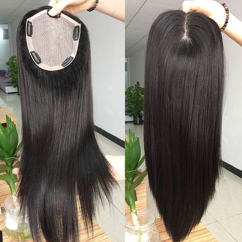 Black Hair Piece, Black Hair Pieces, Long Straight Black Hair, Forehead Hair, Clip In Hair Pieces, Part Hair, Straight Black Hair, Covering Gray Hair, Indian Remy Hair