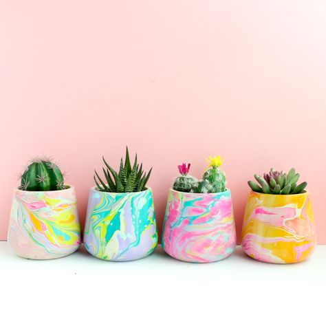 نباتات منزلية, Colorful Planters, Fun Projects For Kids, Plant Pot Diy, Painted Pots Diy, Painted Plant Pots, Acrylic Craft Paint, Painted Flower Pots, Diy Pots