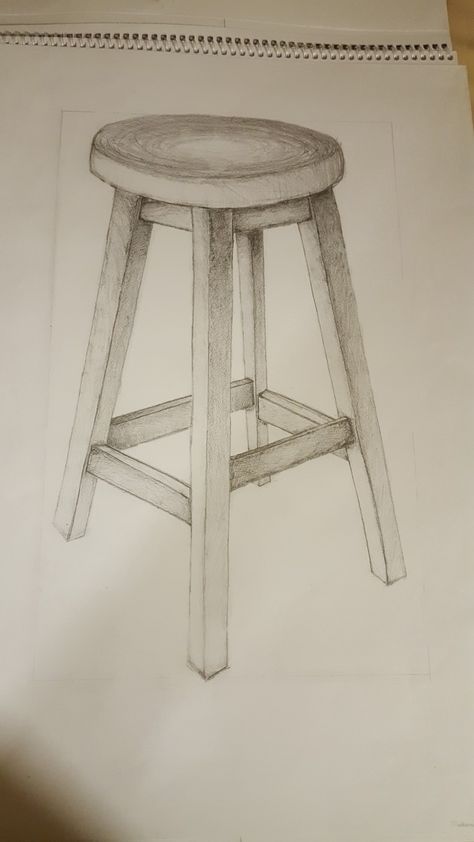 Stool Drawing Sketch, Easy Chair Drawing, How To Draw Chairs, Chair Perspective Drawing, Chair Art Drawing, 3d Chair Drawing, Chair Illustration Drawing, How To Draw A Chair, Chair Drawing Simple