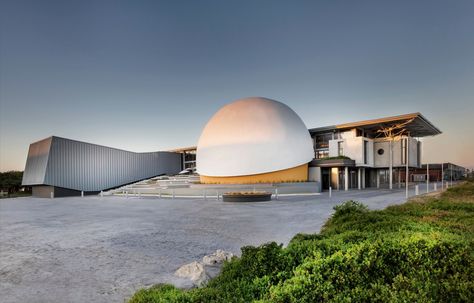 Completed in 2023 in Port Elizabeth, South Africa. Images by Ray Truter Photography. Client brief called for the design of a new Science Centre for Nelson Mandela University and accommodating a new 150-seater digital planetarium... University Of South Africa, Port Elizabeth South Africa, Science Centre, University Architecture, Public Architecture, Innovative Architecture, Port Elizabeth, Landscape And Urbanism, Chicago Architecture