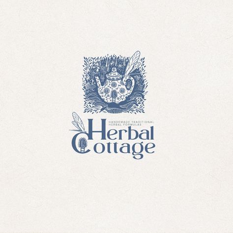 Herbal Cottage on Behance Cottage Graphic Design, Cottage Core Logo, Cottage Core Graphic Design, Tea Branding Design, Herbal Packaging, Sourdough Design, Herbs Logo, Herbal Logo Design, Tea Logo Design