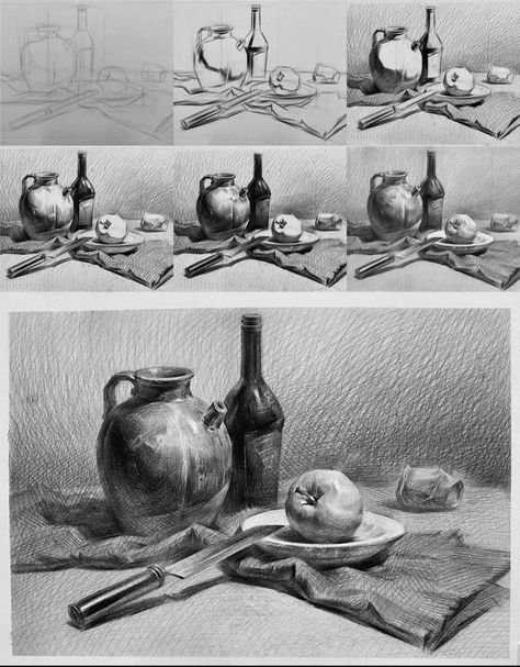 How To Pencil Draw, How To Draw Still Life, Still Life Drawing Fruit, Still Life Art Drawing, Shading Objects, Still Life Drawing Pencil, Charcoal Still Life Drawing, Still Life Pencil Shading, Drawing Still Life