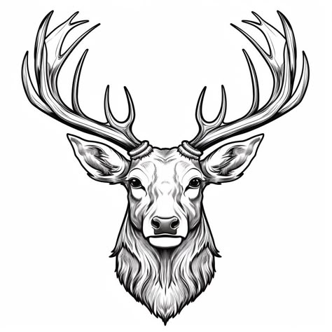 Deer Head Tattoos For Men, Dear Head Tattoo, Stag Head Tattoo, Deer Head Drawing, Stag Tattoo Design, Jason Tattoo, Deer Head Tattoo, Geisha Tattoos, Deer Tattoo Designs