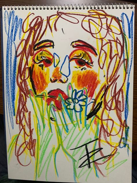 Crayon Aesthetic Art, Two Color Drawing, Sketch Ideas Color, Crayon Drawing Aesthetic, Rays Drawing, How To Draw A Face, Painting With Crayons, Crayon Drawing Ideas, Art With Crayons