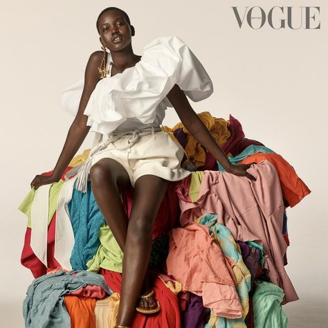 Sustainable Fashion Photography, Pile Of Clothes, How To Wear A Blanket Scarf, Craig Mcdean, Doutzen Kroes, Garment Industry, Christy Turlington, Eco Friendly Clothing, Vogue Korea