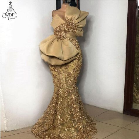 Tanzania Dress, Evening Dresses Gold, Women Event, Blue Mermaid Prom Dress, Top Earrings, Dresses Gold, African Lace Styles, Gold Evening Dresses, African Prom Dresses