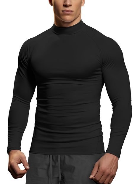 PRICES MAY VARY. 90% Polyester, 10% Spandex Imported Pull On closure Machine Wash Mock turtleneck long sleeve:Camouflage pattern-mid weight 4-way stretch jersey. Only Solid colors (black/white/Orange/Charcoal/Olive) are fleece lined. Thermal tops for men:supportive and elastic,reduces muscle vibration and get better performance. Tagless collar avoids friction and distraction in movements. Light compression:next to skin but not squeeze.Please read attached size chart picture before order.If you h Long Sleeve Compression Shirt, Compression Shirts, Beast Boy, Athletic Looks, Mock Neck Long Sleeve, Layer Top, Thermal Shirt, Workout Running, Compression Shirt