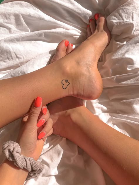 Paw Ankle Tattoo, Dog Ankle Tattoos For Women, Dog Ankle Tattoo, Paw Tattoo Ankle, Dog Tattoo Ankle, Ankle Tattoos For Women, Stick And Poke, Dainty Tattoos, Dog Tattoo