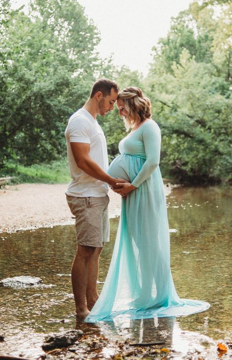 Beautiful maternity photo creek session Water Maternity Photography, Maternity Photo Shoot Ideas Water, Maternity Pictures Water, Maternity Photo Shoot Ideas Waterfall, Maternity Photo Shoot Water, Water Fall Maternity Shoot, Maternity Photo Shoot Ideas By Lake, Maternity Pictures By Water, Water Maternity Shoot