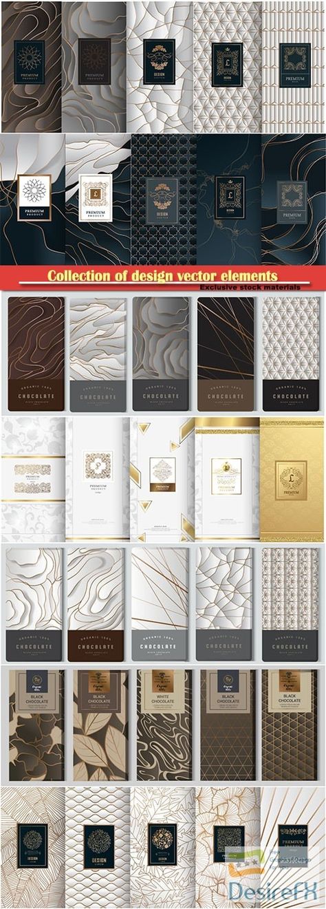 Collection of design vector elements, labels, frames, for packaging, design of luxury products Premium Packing Design, Luxury Product Packaging Design, Luxury Box Design Packaging Ideas, Luxury Packaging Design Boxes Branding, Chocolate Package Design, Cosmetic Packaging Design Luxury, Golden Arabic Calligraphy, Luxury Graphic Design, Luxury Box Design