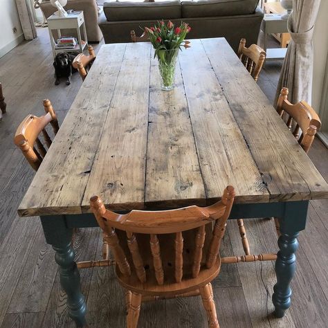 Extra Wide Rustic Reclaimed Farmhouse Dining Table Rustic | Etsy Rustic Kitchen Table, Farmhouse Dining Table Set, Rustic Farmhouse Dining Table, Rustic Tables, Rustic Kitchen Tables, Plank Table, Rustic Farmhouse Table, Farmhouse Dining Room Table, Dining Table Rustic