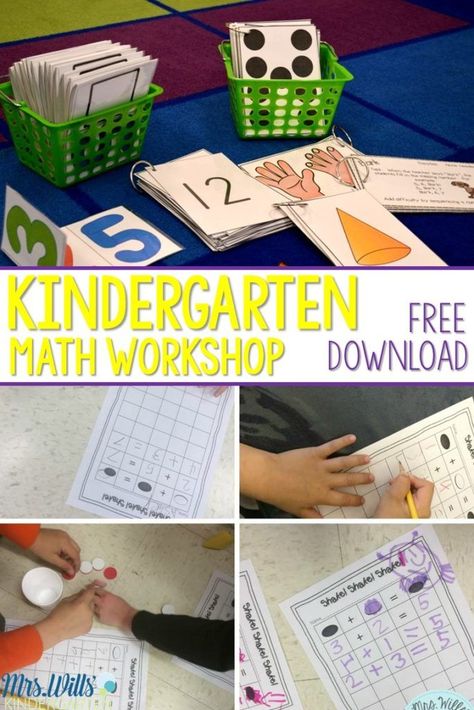 Kindergarten Math Workshop. See how we work on fluency, building new concepts, and a deep understand of number concepts through math workshop! ALL Hands on learning! Prek Math, Kindergarten Math Activities, Fun Math Games, Math Workshop, Mental Math, E Mc2, Homeschool Math, Math Stations, Guided Math