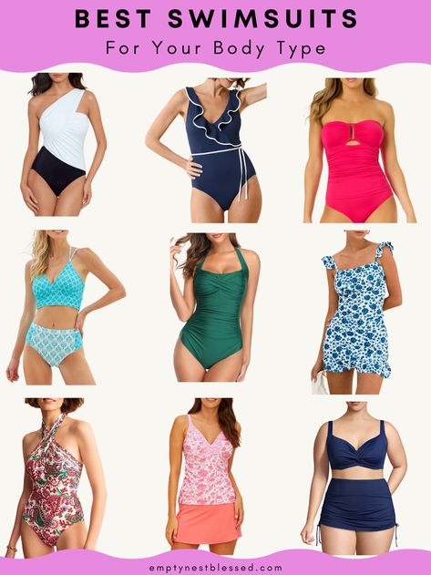 We’re all different shapes & sizes, and EVERY body is beautiful! The best swimsuit style for your body type? We’re helping you figure it out! One Piece Swimsuit For Short Torso, Apple Shape Swimwear, Best Bathing Suit For Body Type, Flattering Swimsuits Body Types, Best Swimsuit For Body Type, Bathing Suit For Body Type, Bathing Suits For Body Types, Swimsuits For Body Types, Flattering One Piece Swimsuit