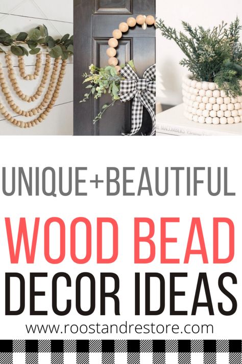 Roost + Restore | Renewing Old Fashioned Homemaking Boho Bead Garland Decor, Using Wooden Beads To Decorate, How To Decorate With Wood Bead Garland, How To Decorate With Beads Garland, Decorate With Wood Bead Garland, How To Decorate With Bead Garland, Decorating With Wooden Bead Garland, Decorating With Bead Garland, Ideas For Wooden Beads