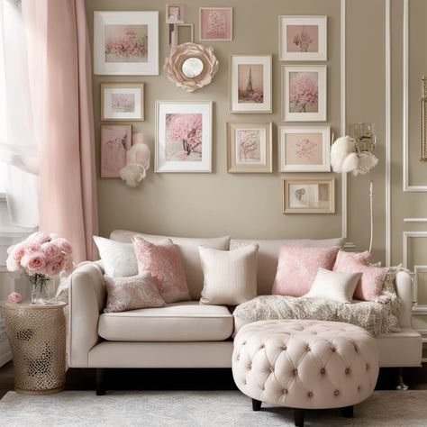 Bedroom ideas lights and lamps ideas Home Decor trending Pink Front Room Ideas, Pink And Beige Living Room, Beige And Pink Living Room, Pink Sitting Room, Bedroom Ideas Lights, Girly Living Room Ideas, Pink Living Room Ideas, Flat Makeover, Bedroom Pillows Arrangement