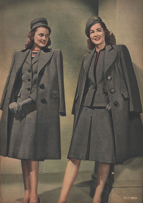 1940s Winter Fashion, Ww2 Fashion, Wwii Fashion, Fashion 40s, Fashion Through The Decades, 1950s Fashion Women, 1940s Suit, 1940s Women, Formal Fashion Women