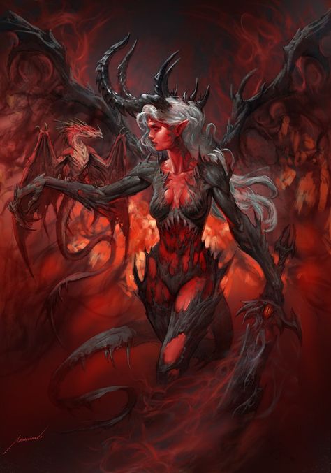 ArtStation - Demonic dragon Demonic Dragon, Monster Vampire, Costume Viking, Fantasy Demon, Dungeons And Dragons Classes, Warhammer 40k Art, Demon Art, Dnd Art, Angels And Demons