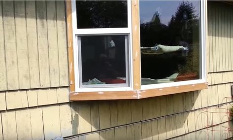 8 Easy Steps to Build a Bay Window How To Make A Bay Window, How To Build A Bay Window, Bay Window Construction, Bay Window Siding Exterior, Faux Bay Window, Bow Window Exterior, Kitchen Bay Window Ideas, Bay Window Diy, Diy Bay Window