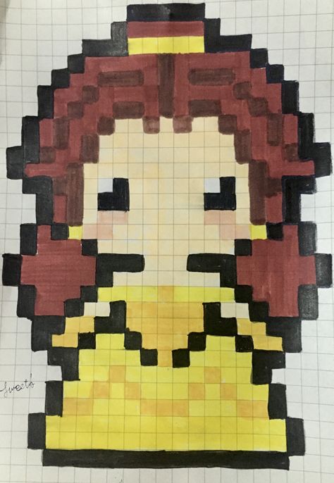 disney princess-pixel art Pixel Kawaii, Graph Paper Drawings, Pixel Art Tutorial, Easy Pixel Art, Pixel Art Templates, Pixel Drawing, Pix Art, Pixel Art Grid, Graph Paper Art