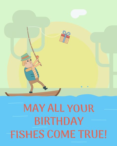 Celebrate his special day with our unique "Happy Birthday for Him" fisherman-themed animated postcard. Watch the excitement reel in as a tranquil lakeside scene comes to life with shimmering water, jumping fish, and a bobbing fishing rod. #AnimatedImage #Gif #HappyBirthday #Fisherman #forHim Happy Birthday Fishing Funny, Happy Birthday Fisherman, Happy Birthday Fishing, Shimmering Water, Birthday Fishing, Jumping Fish, Happy Birthday For Him, Happy Heavenly Birthday, Happy Birthday Girls