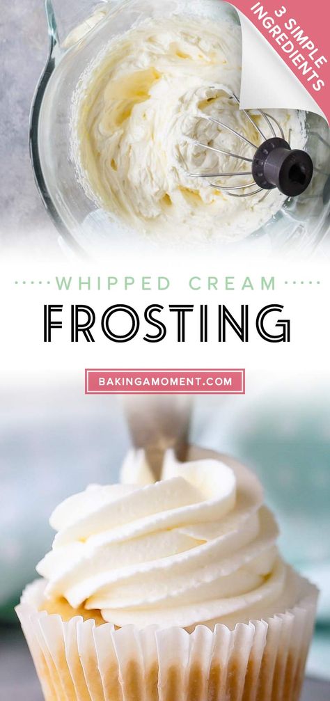 Store Bought Frosting Recipes, Cake Frosting That Wont Melt, Thick Whipped Cream Frosting, Stabilized Frosting, Whipped Topping Frosting, Whipped Icing Recipes, Cream Frosting Recipe, Stabilized Whipped Cream Frosting, Whipped Cream Frosting Recipe