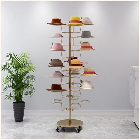 PRICES MAY VARY. ❧ HAT STAND RACK: This Hat Stand Rack is different from the general hat rack. It is floor-standing, the base has four wheels, you can move and place it at anywhere you want. This stand rack can be a display rack in a hat retail store or a hat storage rack in a cloakroom. ❧ PRACTICAL STYLING: Inspired by the lush trees that grow in nature. Simplicity reveals the wisdom of life. 35 positions where hats are placed, enjoy the collection of all kinds of hats, neat and tidy. Easy to p Cap Hanger, Wig Display, Jewelry Store Design, Baby Storage, Cap Display, Hanging Hats, Hat Display, Hat Organization, Hat Stores