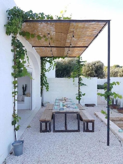 Ombra Pergola, Pergola Metal, Moderne Have, Gravel Patio, Picnic Style, Metal Pergola, Pergola Design, Diy Deco, Shade Canopy