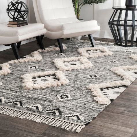 Fringe Rugs, Reading Area, Rugs Usa, Shaggy Rug, Black Area Rugs, Decor Minimalist, Black Rug, White Area Rug, Modern Area Rugs