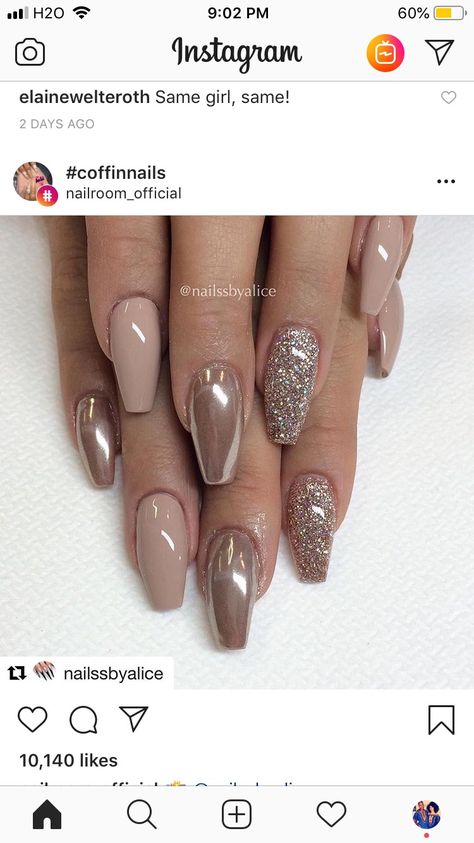 Taupe Nails Designs, Ongles Beiges, Champagne Nails, Taupe Nails, Accent Nail Designs, Vegas Nails, Boho Nails, Romantic Nails, Short Acrylic Nails Designs