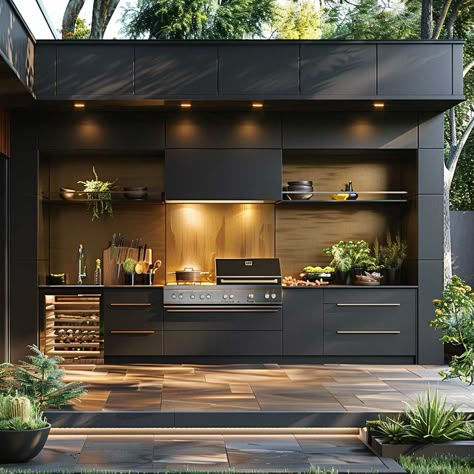 10+ Must-See Outdoor Kitchen Designs for the Modern Home • 333+ Art Images Parrilla Exterior, Inspirational Homes, Outdoor Kitchen Design Modern, Inspiring Lifestyle, Modern Outdoor Kitchen, Outdoor Bbq Kitchen, Living Room Tv Unit Designs, Kitchen Patio, Backyard Kitchen