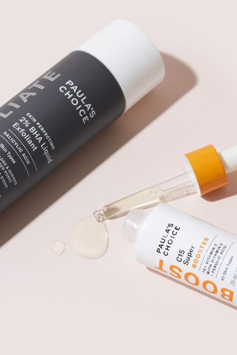 How to Use Vitamin C Serum and an AHA or BHA in Your Skincare Routine for Bright, Even-Toned Skin | The Skincare Edit Bha And Vitamin C, Paula Choice, The Ordinary Salicylic Acid, Lotion P50, Vitamin A Serum, Best Vitamin C Serum, Vitamin C Cream, Best Vitamin C, Vitamin C Benefits