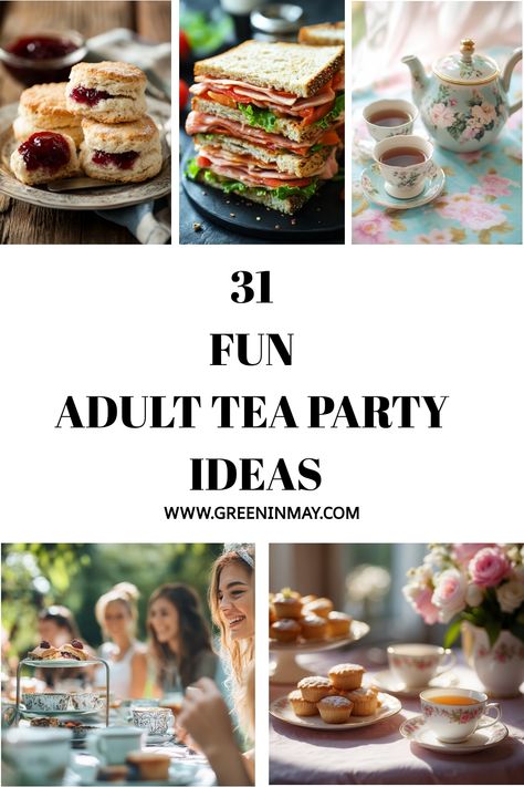 Discover 31 Fun Adult Tea Party ideas that will transform any gathering into an elegant affair! From delectable Tea Party Food Ideas to charming Outdoor Tea Party Ideas, this guide has it all. Whether you're planning a sophisticated Tea Party Birthday for an adult or looking for engaging Tea Party Games to entertain your guests, these creative suggestions will ensure your event is unforgettable. Elevate your tea party experience with these delightful and inspiring ideas!. Tea Event Ideas, Tea Party Foods For Adults, Themes For Tea Parties, Yea Party Tablescape, 80th Birthday Tea Party Ideas, High Society Tea Party, Women’s Tea Party Ideas, Tea Party Dinner Ideas, Tea Parties Ideas Ladies