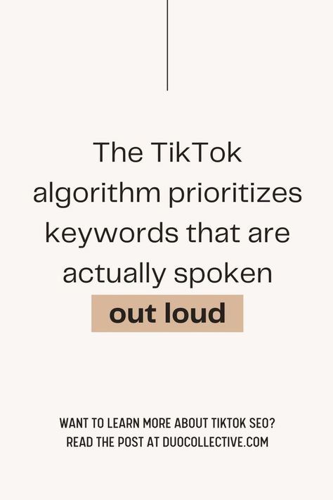 Did you know the TikTok algorithm prioritizes keywords that are actually spoken out loud? To learn more about TikTok marketing for business and our best TikTok marketing tips, including how to use SEO on TikTok, read the full blog post! Social Media Marketing Tips & Tricks, Catchy Title For Tiktok, How To Go Viral On Tiktok, Tiktok Algorithm, Creative Content Ideas, Marketing For Business, Tiktok Tips, Tiktok Marketing, Repurposing Content