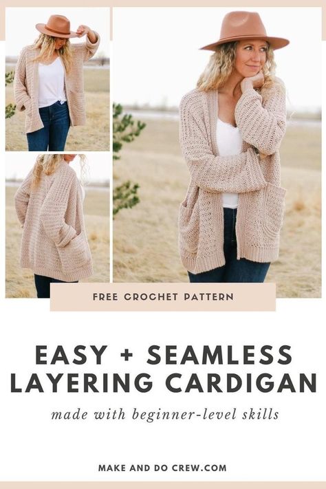 Crochet Pockets On Sweater, Crochet Pocket Cardigan, Chunky Crochet Pullover Pattern Free, Crochet Patterns Clothes Woman, Crochet Cardigan Super Bulky Yarn, Crochet Patterns For Dk Weight Yarn, Crochet Cozy Cardigan Pattern Free, Free Cardigan Pattern Crochet, Medium Weight Crochet Patterns