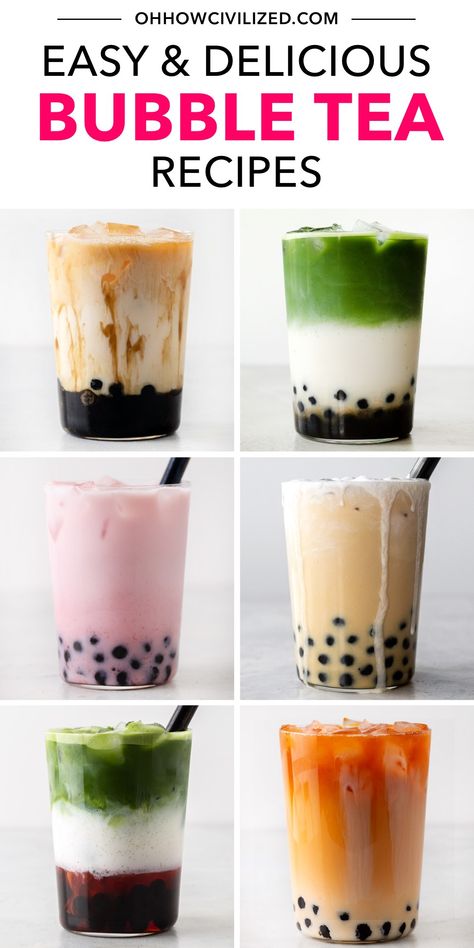 Bubble Tea Recipes, Boba Tea Recipe, Boba Recipe, Bubble Tea Flavors, Bubble Tea Recipe, Milk Tea Recipes, Tea Drink Recipes, Boba Milk Tea, Bubble Tea Boba