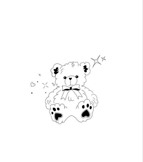 Teddy Bear With Bow Tattoo, Fine Line Teddy Bear Tattoo, Cute Teddy Bear Tattoo, Teddy Bear Tattoo Designs, Cute Bear Tattoo, Cute Teddy Bear Drawing, Teddy Tattoo, Paisley Drawing, Teddy Bear Tattoo