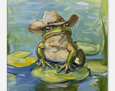 Frog With Hat, Frog Clipart, Animal Watercolor, Animal Png, Dorm Art, Frog Art, Wow Art, Cute Frogs, Shirts Design